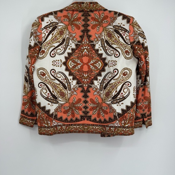TALBOTS Blazer Size 14 Cotton Jacket Paisley Lightweight Collar Pockets Lined - Picture 8 of 9